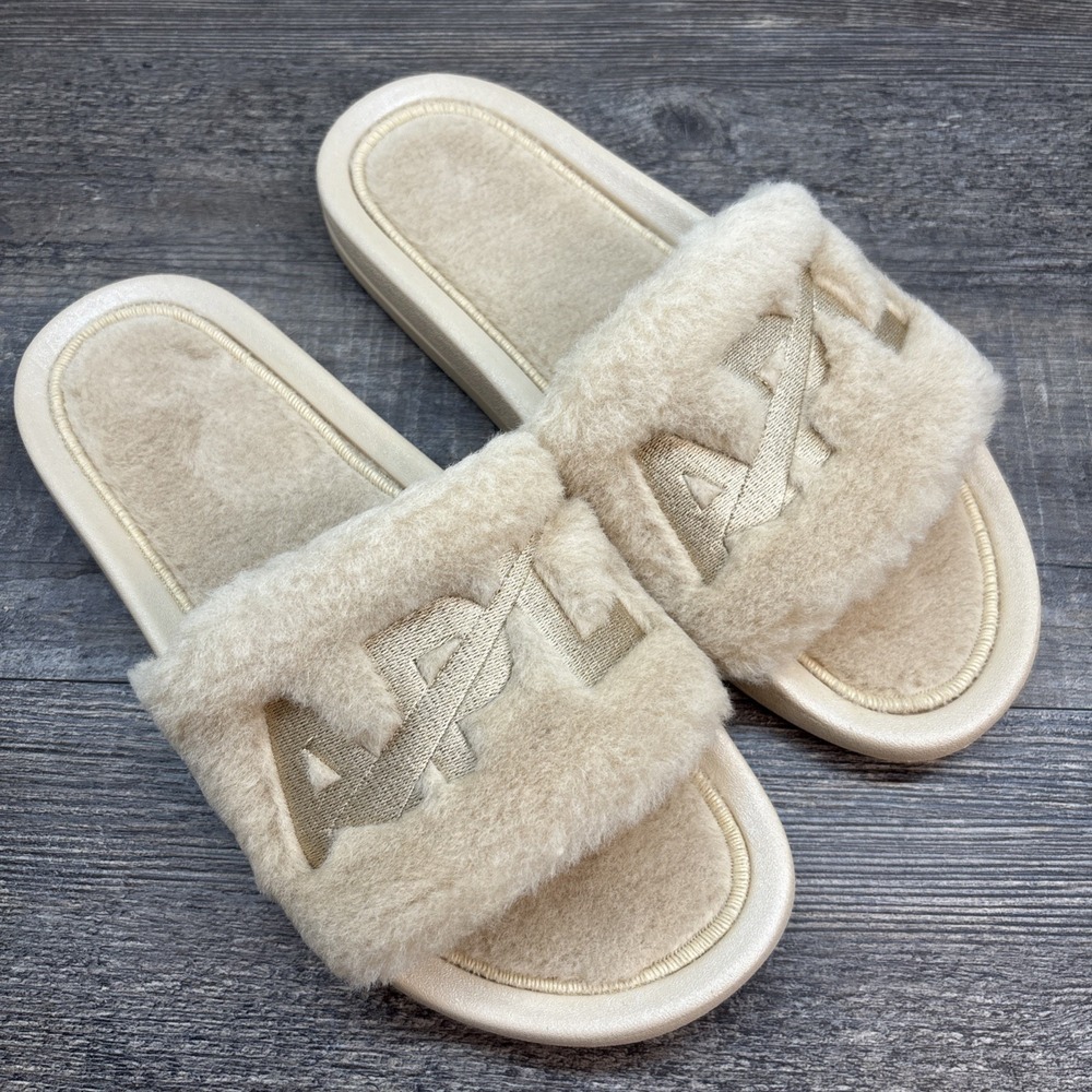APL Slides Women's 9 Shearling Sandals Champagne NEW